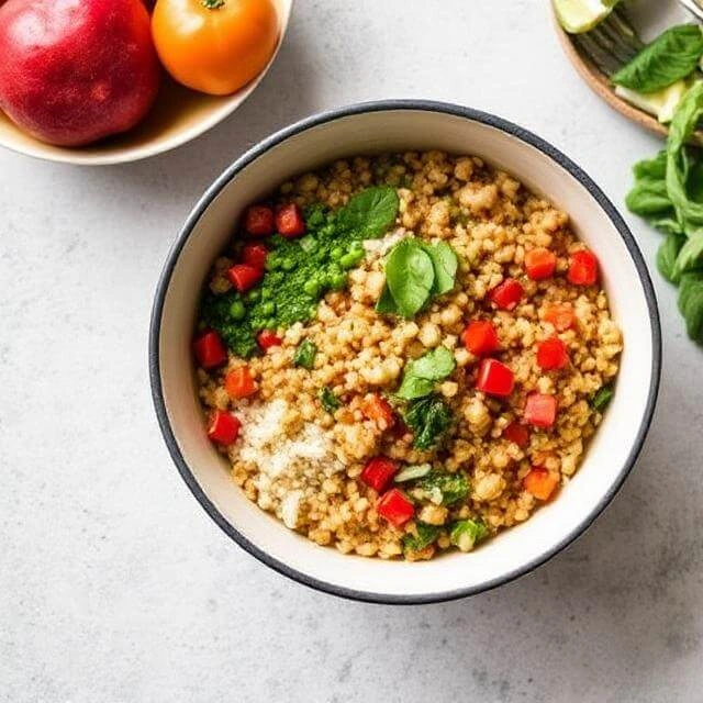 Step-by-step preparation of Mexican chicken quinoa stew in a home kitchen