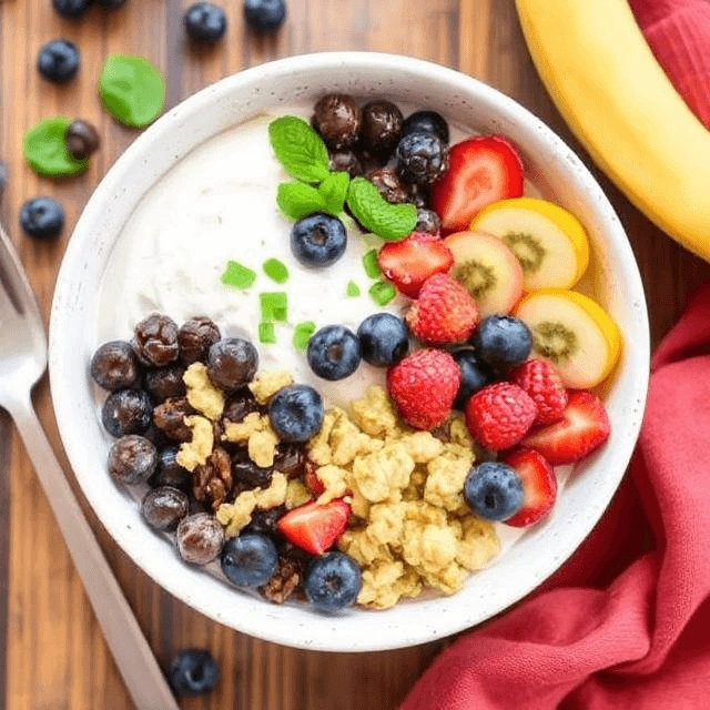 Greek Yogurt Power Bowl with banana, oats, and chia seeds – high-protein breakfast.