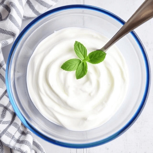 Plain Greek yogurt or Skyr in a bowl – creamy, high-protein budget-friendly option
