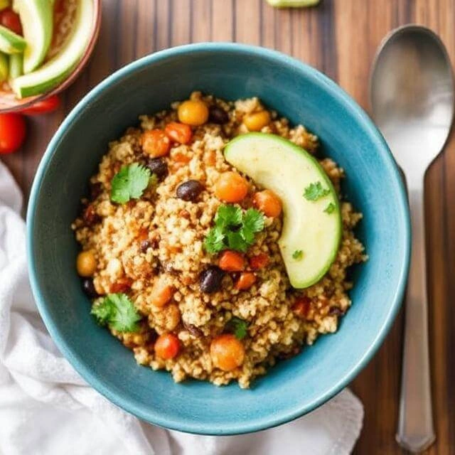 Adaptable and budget-friendly Mexican chicken quinoa stew in a rustic bowl