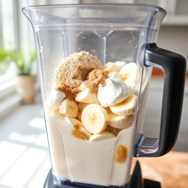 Protein ice cream base being enhanced with vanilla extract, a pinch of salt, and sweetener in a mixing bowl.