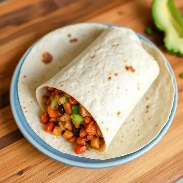 Warm tortillas laid out with cooked eggs and vegetables ready for assembly.