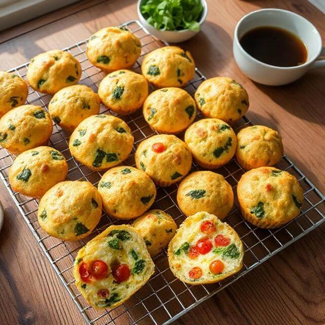Egg & Veggie Muffins fresh out of the oven, packed with colorful vegetables.

