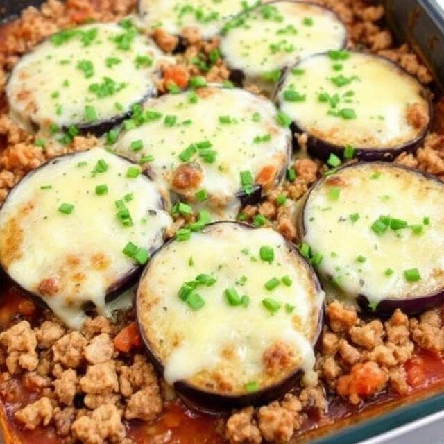 Eggplant and Ground Turkey Bake