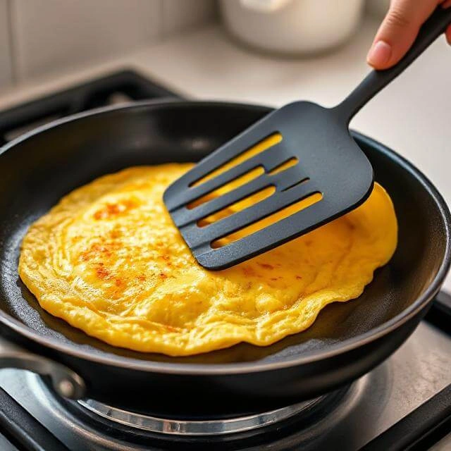 Gently folding mix-ins into ice cream base with a spatula.