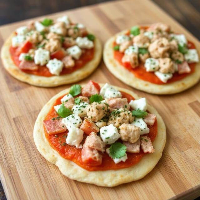 Pita Pizzas with Cottage Cheese and Tuna