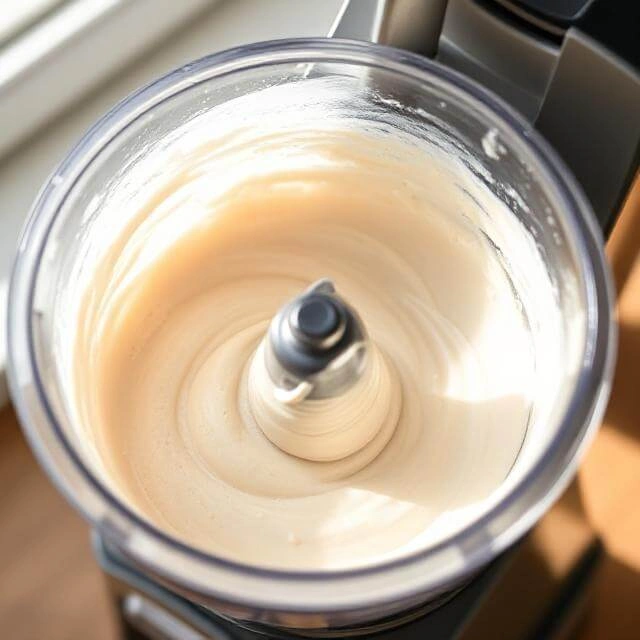 Protein ice cream being re-spun in a Ninja Creami machine for a smoother, creamier consistency.