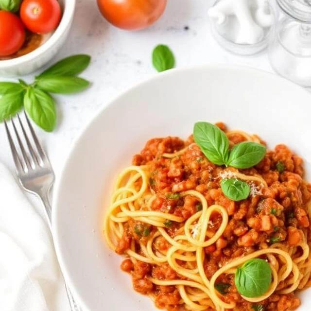 Red Lentil Pasta with Tomato-Basil Sauce