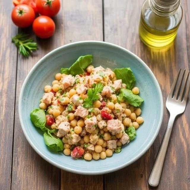 Tuna and Chickpea Salad with Olive Oil Dressing