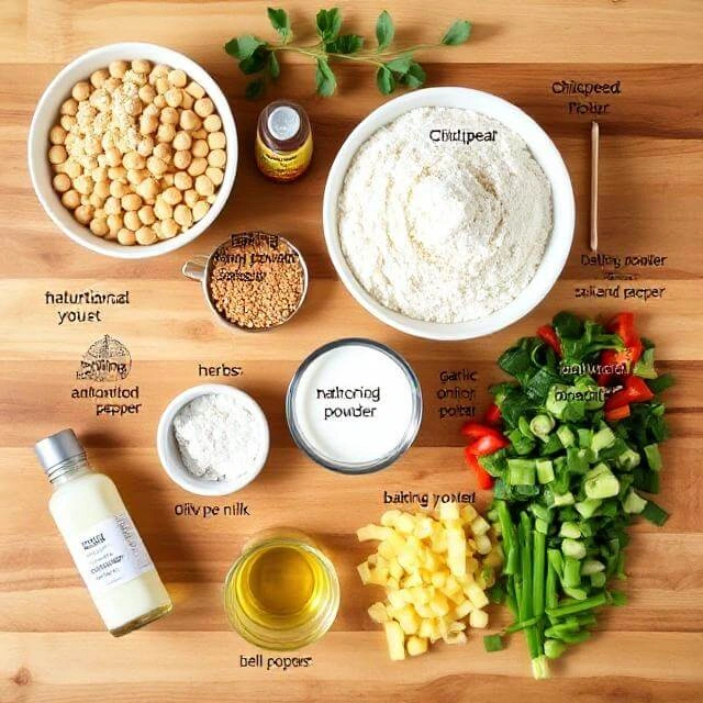 A bowl with waffle batter made from eggs, protein powder, and oats, ready to be mixed for high-protein waffles.