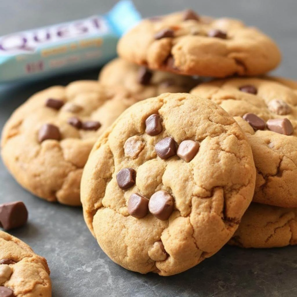 Freshly baked high-protein cookies cooling on a wire rack, ready to be enjoyed.
