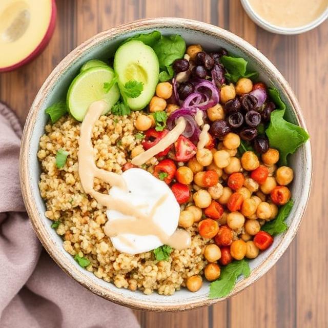 Chickpea Quinoa Bowl with Tahini Dressing