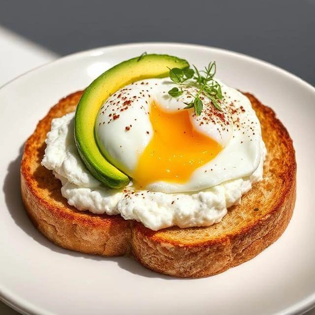 Egg and Avocado Toast with Cottage Cheese
