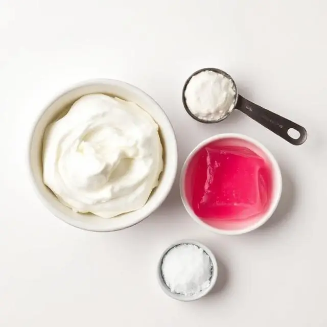 Essential ingredients for making protein ice cream, including protein powder, Greek yogurt, milk, and natural sweeteners.