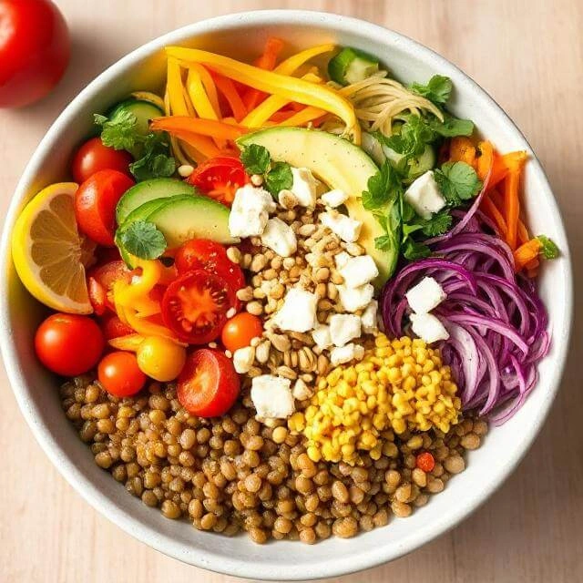 Lentil and Veggie Summer Bowl