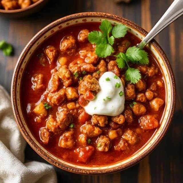 Serving suggestions for High-Protein Pumpkin Turkey Chili with wholesome sides and fresh garnishes